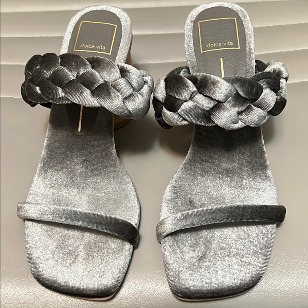 Brand New Dolce Vita Velvet Gray Heels Size 8
